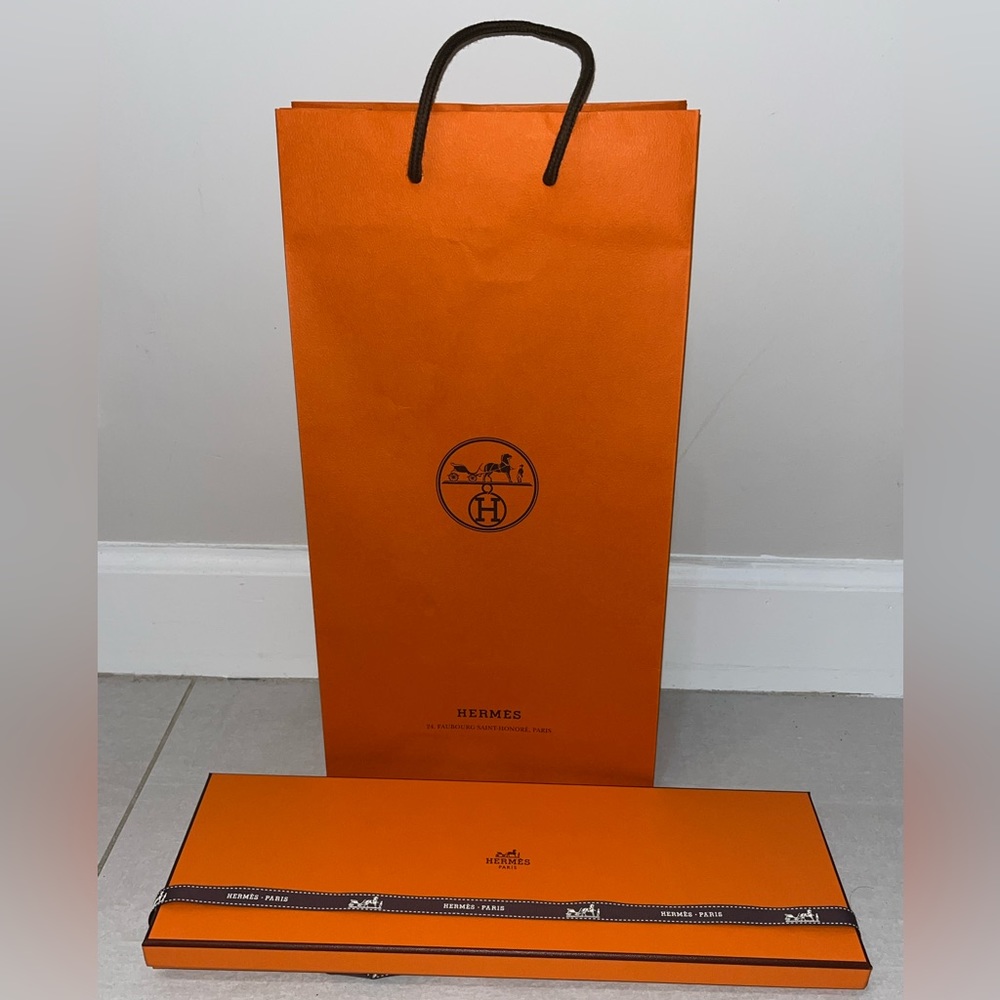 HERMÈS Authentic Gift Bag + Tie Box + Ribbon